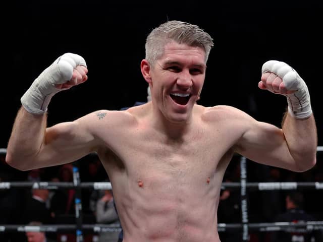 Liam Smith celebrates after defeating Chris Eubank Jr (Photo by Alex Livesey/Getty Images)