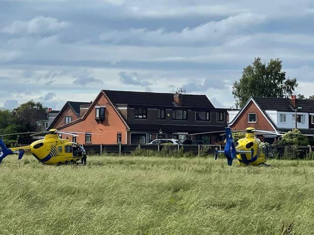 Two air ambulances attended the incident in Sumpter Croft, off Kingsfold Drive in Penwortham, after a boy was knocked down by a van on Tuesday afternoon (August 1). (Photo by Jack)