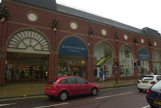 The large windows were a big attraction of the Debenhams store in the Fishergate Centre, Preston. This image was taken in 2000