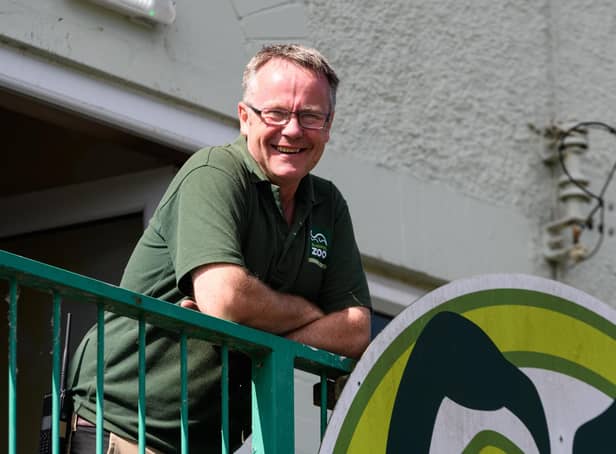 Animal Manager at Blackpool Zoo Mike Woolham outside his apartment at the zoo which overlooks the Camel enclosure. Photo: Kelvin Stuttard