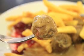 This picture taken on February 25, 2013 shows meatballs at IKEA department store in Brno. 
AFP PHOTO/ RADEK MICA