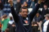 PNE boss Phil Brown celebrates the win.