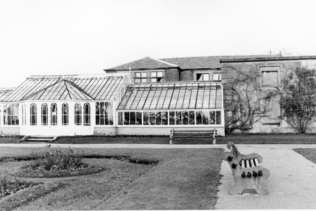 Another image of the conservatory at Worden Hall, which was also used as a greenhouse. You can just about make out the disrepair of the building behind and broken windows on the conservatory itself