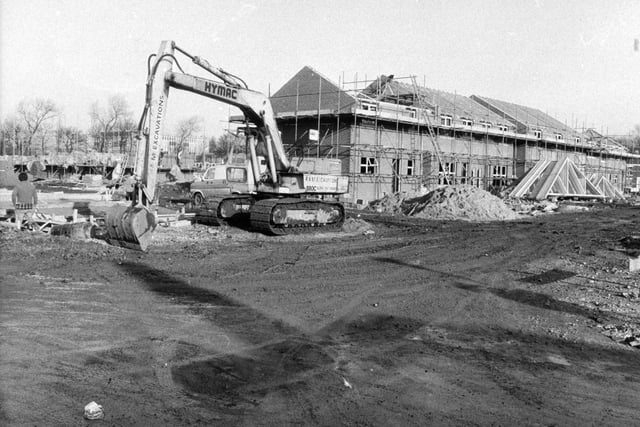 Construction work in Broadgate in 1983 - the finished houses would form Broadgate Park