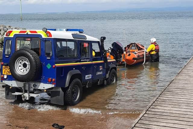 Morecambe RNLI inshore lifeboat was launched to search for two fishermen reported stuck in the mud. Picture from Morecambe RNLI.