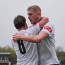 Ewan Bange celebrates his goal against Gainsborough Trinity (photo:Ruth Hornby)
