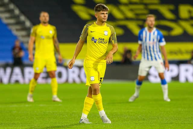Preston North End's Lewis Leigh during his debut against Huddersfield Town.