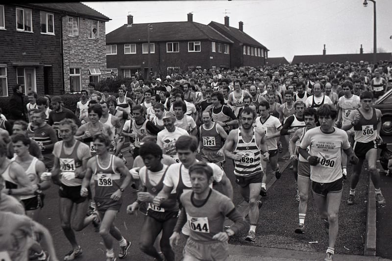 The start of the Preston 10-miler, organised by Preston Harriers at Ashton-on-Ribble High School. The race which, after three years, is developing into one of the most popular local 10-mile races, again attracted a large field of 1,150 runners