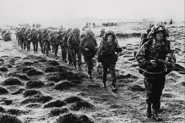 British troops in action in the Falklands