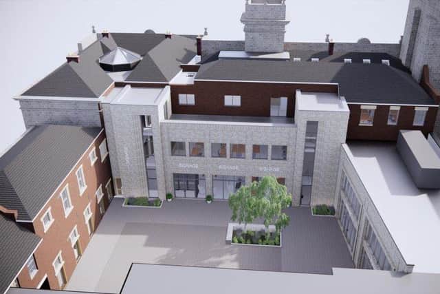 How the revamped courtyard and modern new extensions will look (image: FWP Ltd. via Preston City Council planning portal)