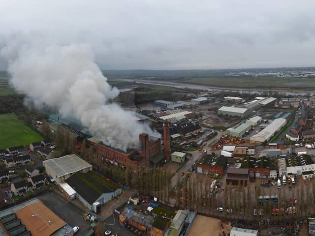 A smoke plume is still visible at the former Supaskips site which has been on fire since Sunday.