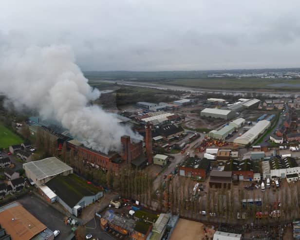 A smoke plume is still visible at the former Supaskips site which has been on fire since Sunday.