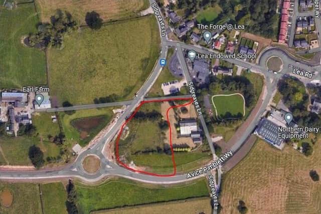The red-bordered area marks the site of the proposed development, alongside the recently-opened Avice Pimblett Way (image: Google)