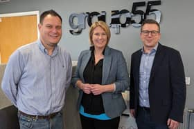 Katherine pictured with Stephen Turner and Rob Banks.