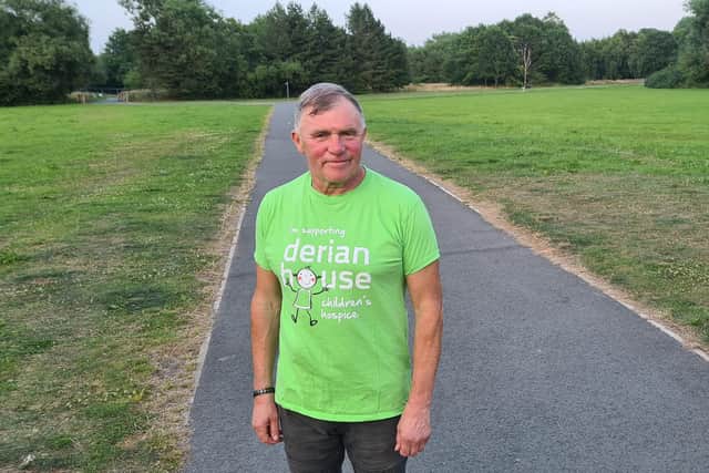 64 year old John Johnson from Bamber Bridge will be completing a sky dive for Derian House Children's Hospice on Sunday.