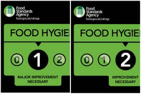 The one and two star restaurants, cafés, takeaways and sandwich shops inspected in 2023