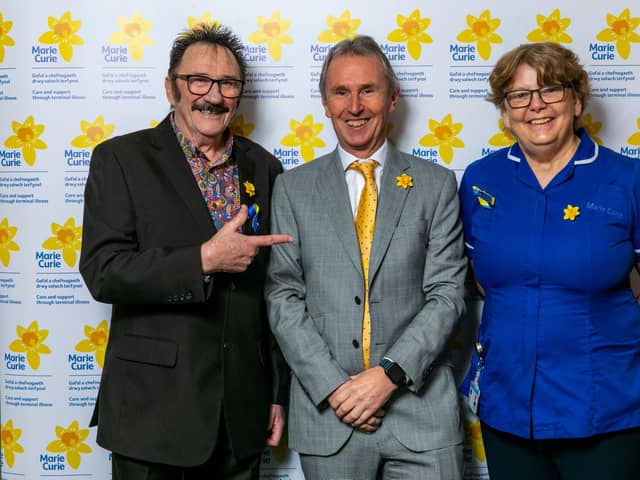 Ribble Valley MP Nigel MP with Paul Chuckle, backing the Marie Curie campaign