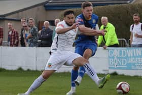 Liam Brockbank in action against Nantwich Town (photo:Phil Dawson)