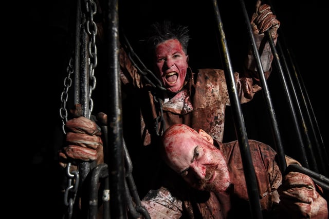 Blood-soaked horror at Blackpool Pleasure Beach includes scare zones, haunted ride areas and outrageous live entertainment.