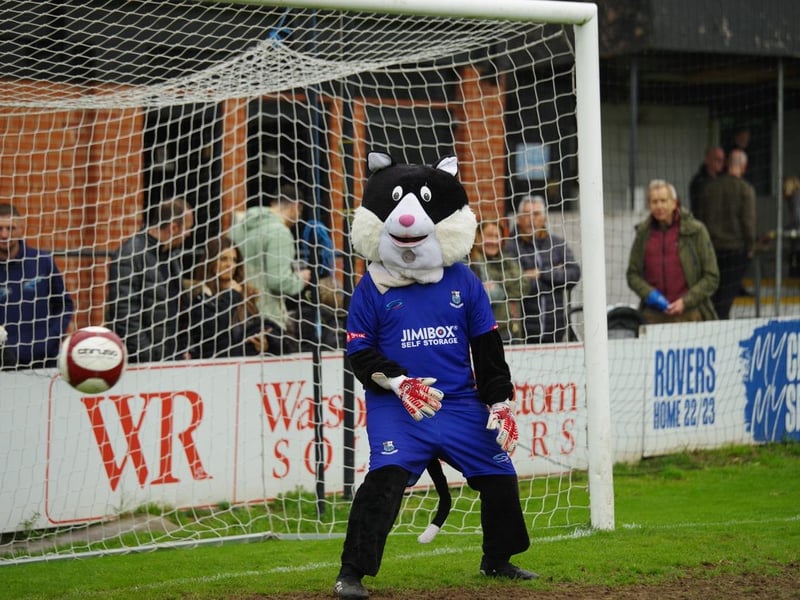 The Brig Cat is beaten by a supporter's half time penalty