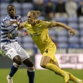 Preston North End's Brad Potts (right) battles with Reading's Lucas Joao (left)