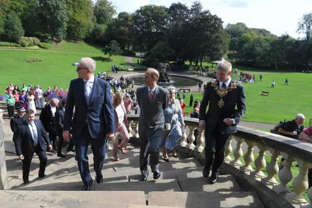 Prince Edward and Sophie in Miller Park during their visit to Preston.