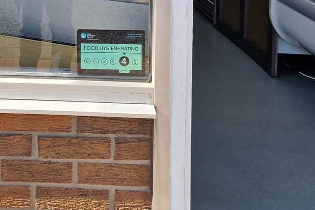 The Radfords display a 4 out of 5 hygiene rating sticker in the window of their Heysham Road pie shop this week after receiving a 1 out of 5 score at their latest inspection.