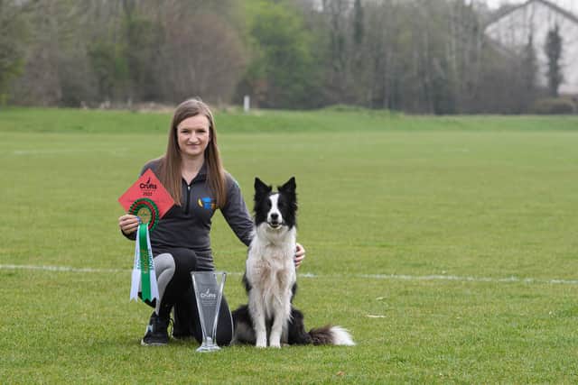 Nicola Wildman with her Crufts award winning dog Zest. Photo: Kelvin Stuttard