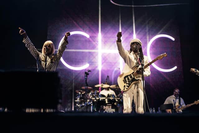 Music legends Nile Rodgers and CHIC delivered a truly sensational show at Scarborough Open Air Theatre tonight (Friday).

 

The Rock and Roll Hall of Fame inductees played an electrifying set of timeless disco and pop classics which included Everybody Dance, Upside Down, Lost In Music, Le Freak, Good Times, We Are Family and Greatest Dancer, plus many more.

 

Please find a selection of pictures from the show which are free for editorial use but please credit Cuffe and Taylor.


