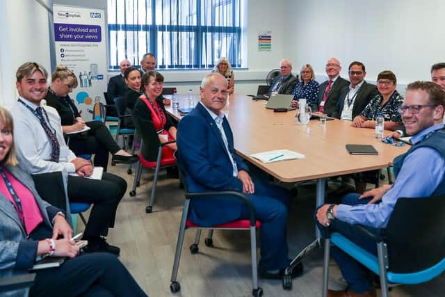 The Royal Preston was the latest stop on a nationwide tour by government health officials, where they were welcomed by Jerry Hawker, senior responsible officer for Lancashire and South Cumbria’s new hospitals programme (centre of picture)