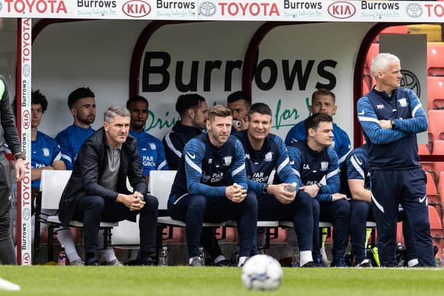 Preston North End manager Ryan Lowe and his coaching staff