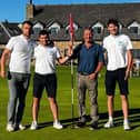 Peter Mill, who has just had the all-clear from tonsil cancer, went along to support son Robert and pals Fraser Stanier and Alexander Douglas in the Longest Day Golf Challenge at Garstang Golf Club