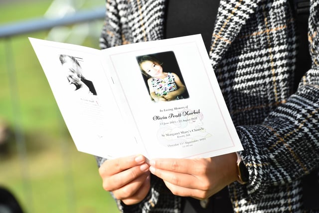 The order of service for the funeral for Olivia Pratt-Korbel.