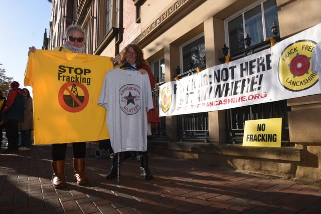 Protestors displayed various messages on banners and on their clothing
