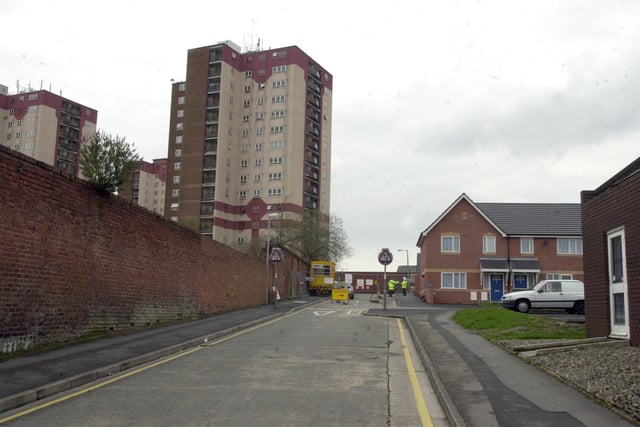 A view of Moor Lane flats from Lawson Street, Preston