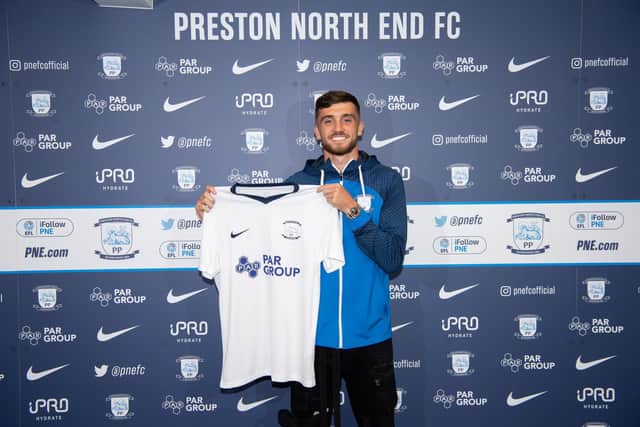 PNE man Troy Parrott with his new shirt.