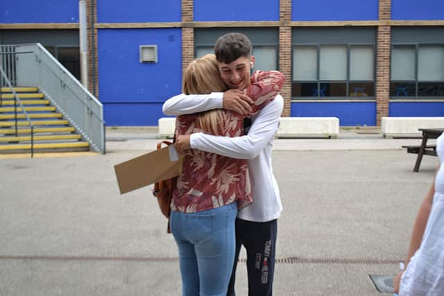 Pictured is Southlands High School pupil Kian, the school said "We are all really proud of Kian’s results. Hard work does pay off."