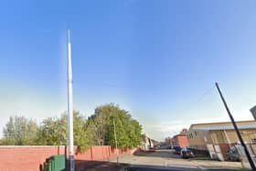 The new mast would be located on Eldon Street (opposite no. 239) just beyond the one pictured (opposite no. 249) [image: Google]