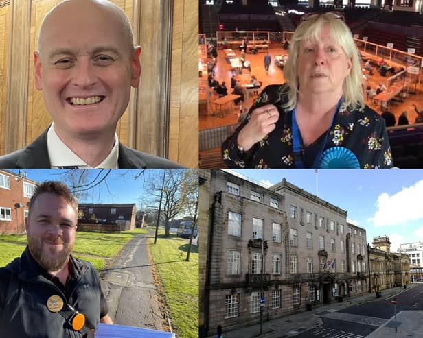 Clockwise from top left - Cllr Matthew Brown (Labour leader of Preston City Council), Cllr Sue Whittam (Conservative opposition leader) and Cllr John Potter (Liberal Democrat group leader)