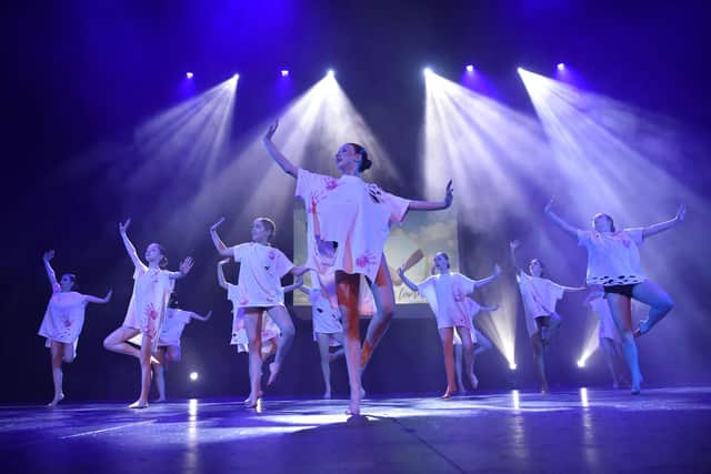 Youngsters from Hodgson Academy on stage at Blackpool Winter Gardens to win the SPAR Lancashire School Games Dance Finals high school category