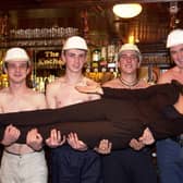 Choreographer Laura Kidd with, from left, Kingsley Chesworth, Jonathan Crompton, Sam Frisby and Chris MaCarthy, who will perform the Full Monty in aid of the Quid For A Kid Appeal at The Anchor pub in Hutton, near Preston