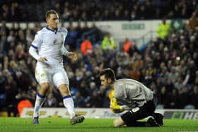Mathew Hudson gathers the ball during Preston North End's Championship clash against Leeds United at Elland Road in December 2015