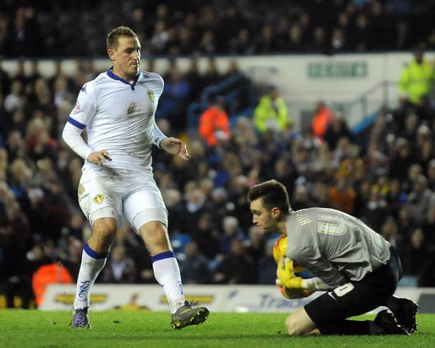 Mathew Hudson gathers the ball during Preston North End's Championship clash against Leeds United at Elland Road in December 2015
