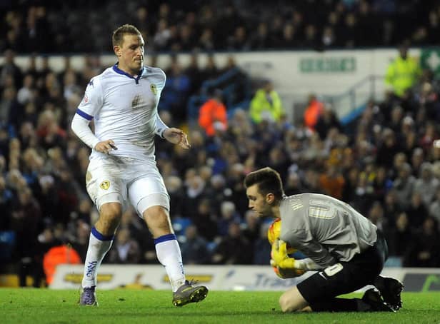 Mathew Hudson gathers the ball during Preston North End's Championship clash against Leeds United at Elland Road in December 2015