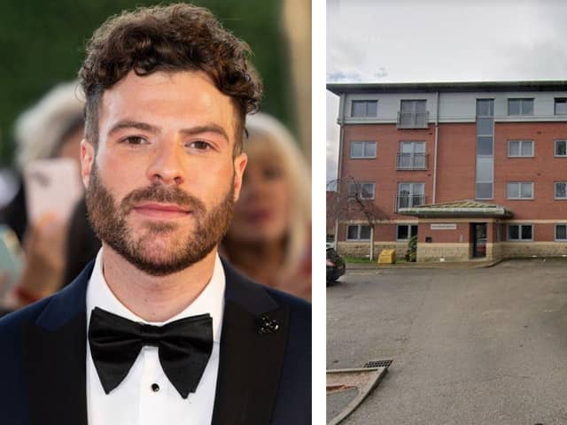 Left: Radio presenter Jordan North (credit Getty). Right: where he once lived in, Woodrow House in Preston.