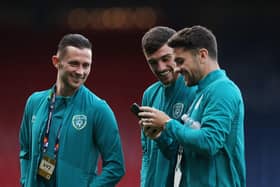 Republic of Ireland trio Alan Browne, Troy Parrott and Robbie Brady before the Nations League match at Hampden Park (Getty Images)