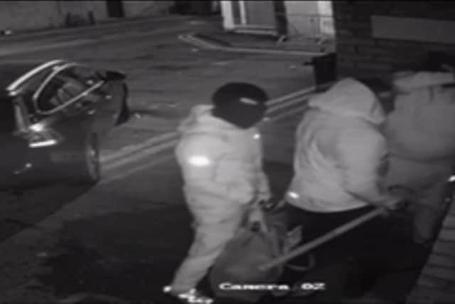The gang forced entry to the warehouses armed with crowbars and sledgehammers (Credit: Greater Manchester Police)