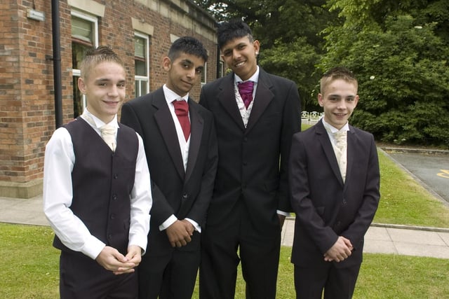 Michael Allen, Hammad Qazi, Jay Vara, and James Allen at the 2010 Penwortham Priory Sports and Technology College prom at Farington Lodge