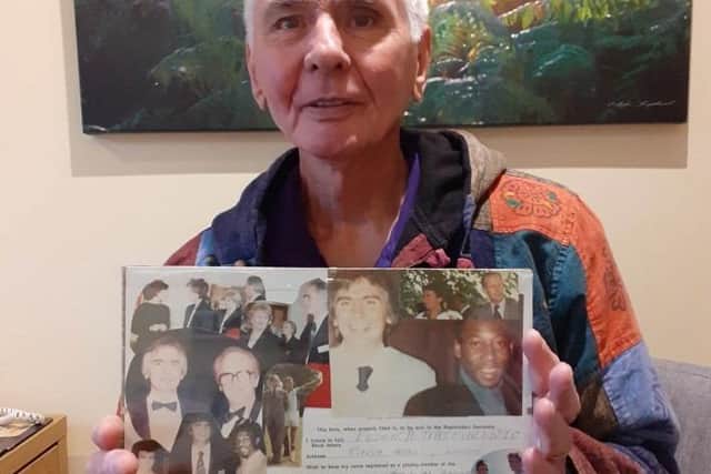 Graham Brandwood with his photo of Pele and the registration form he filled in.