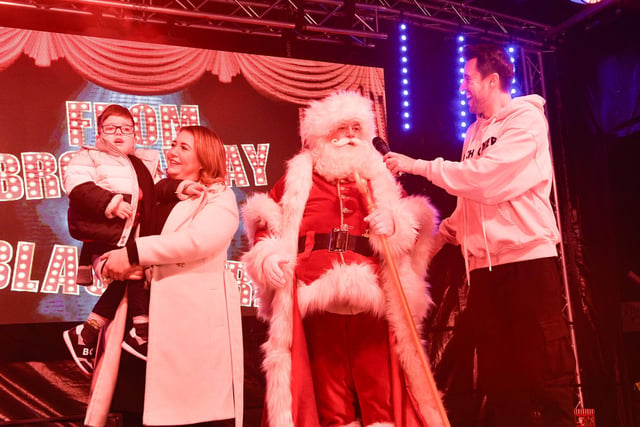 Father Christmas makes an appearance with Isaac Wood, 5, nominated by Derian House Children’s Hospice who support Isaac and his family who switched on the Christmas Lights